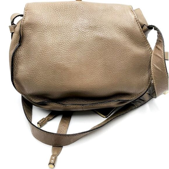 Auth Chloe Marcie Medium Tan Leather Crossbody Saddle Bag Good Preloved Bag - Picture 9 of 15